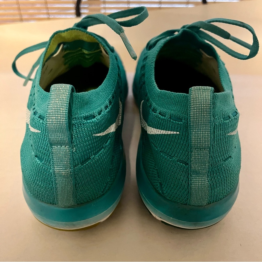 Nike Free Transform Flyknit Turquoise and Lime Knit Running Sneakers - Picture 6 of 11